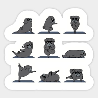 Black Pug Yoga Sticker